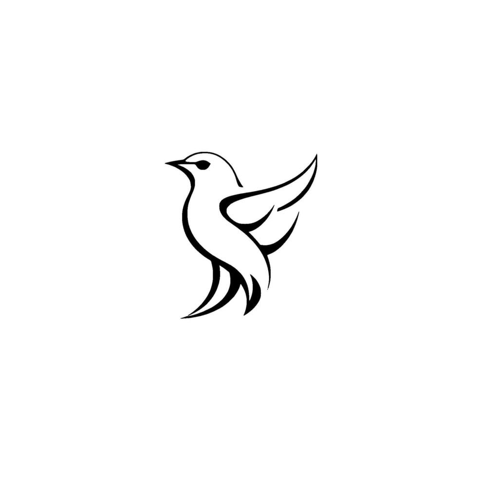 Minimalist Blue Bird Elegant Line Art Depicting a Graceful Silhouette on White Background. vector