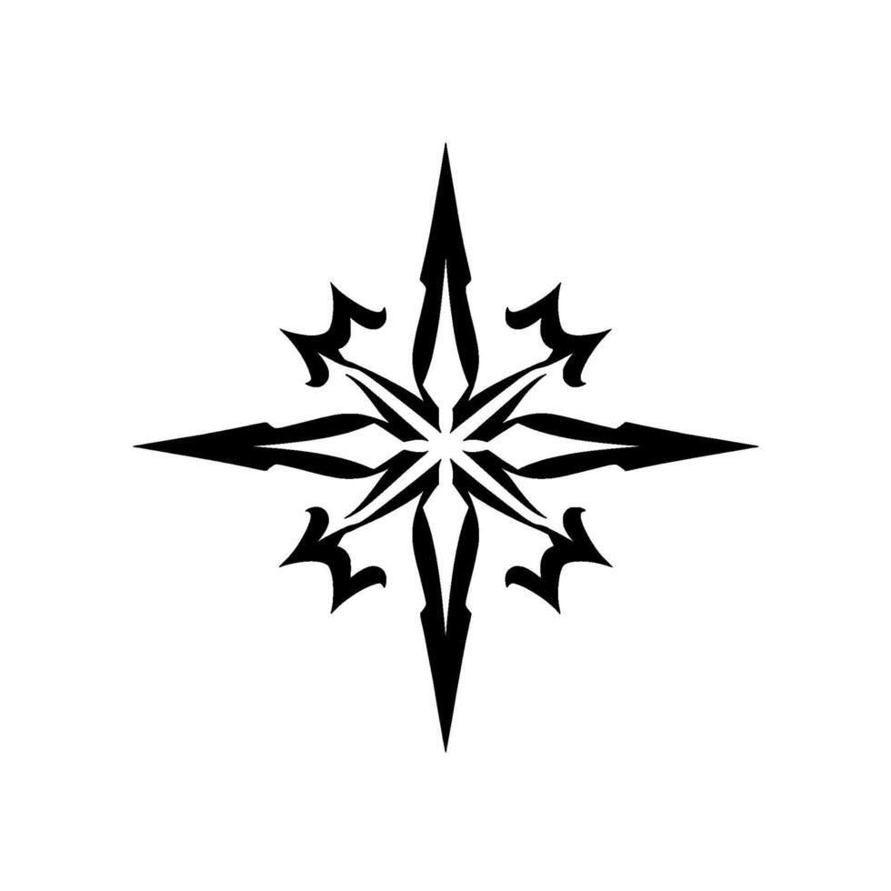Intricate, symmetrical black arrow against a pristine white backdrop, evoking a sense of direction and stylized sophistication. vector