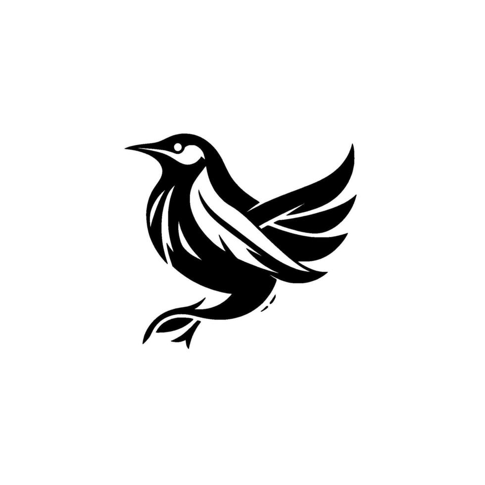 Elegant black and white illustration of a stylized bird in flight, minimalist on white background. vector