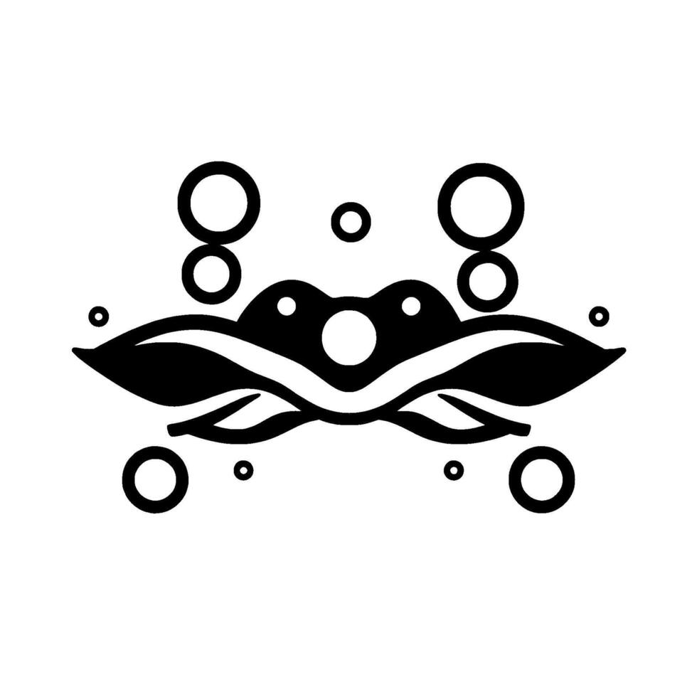 Symmetrical Black and White Featuring Organic Leaflike Shapes, Circles, and Dot Elements on a White Background. vector