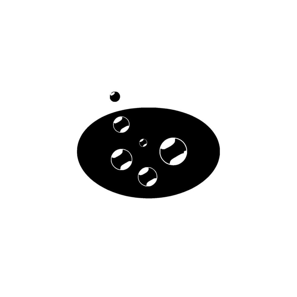 Abstract Black Oval with Spheres and Bubbles, Minimalist Monochrome on a White Backdrop. vector