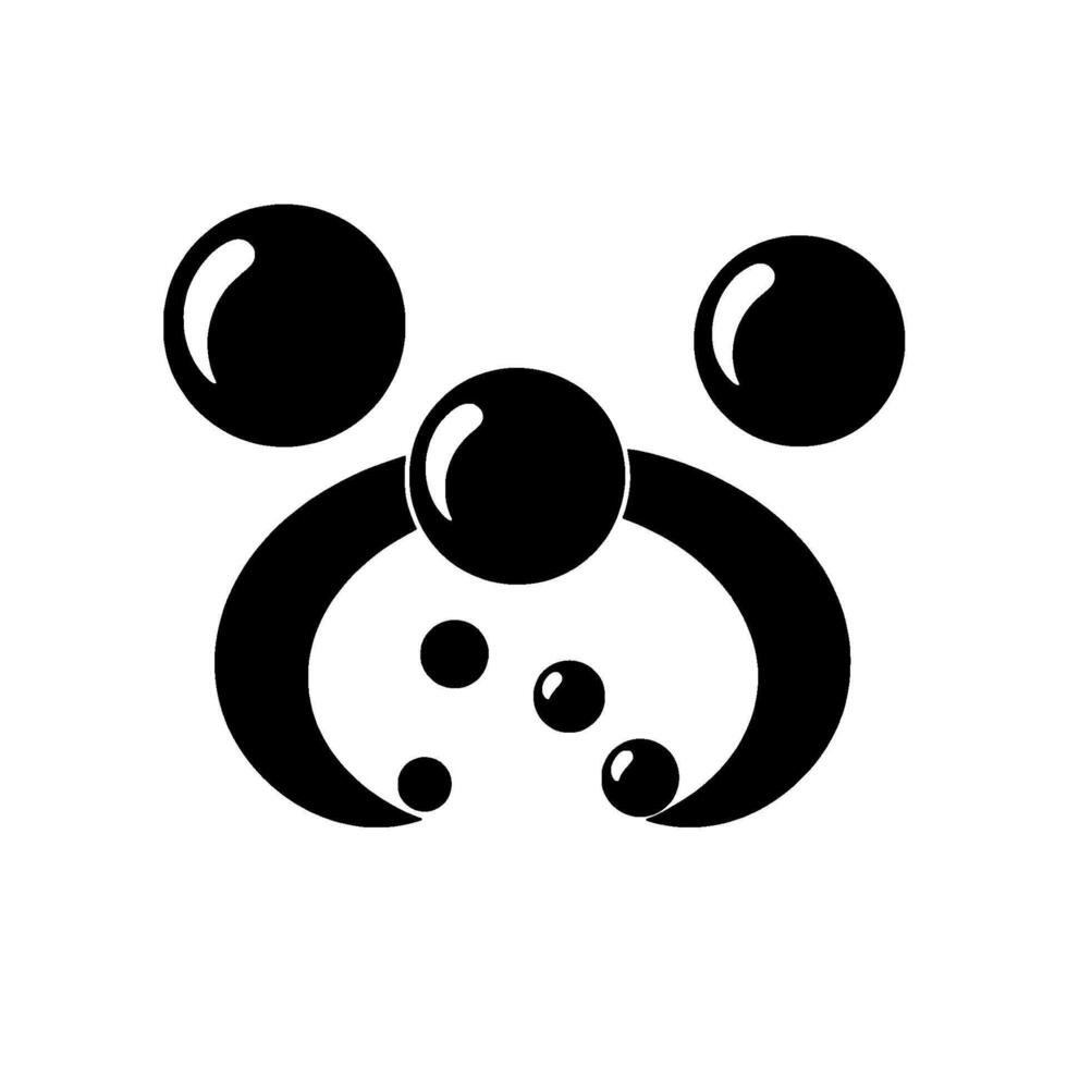 Abstract Black and White of Spheres and Arcs Resembling a Face on White Background vector
