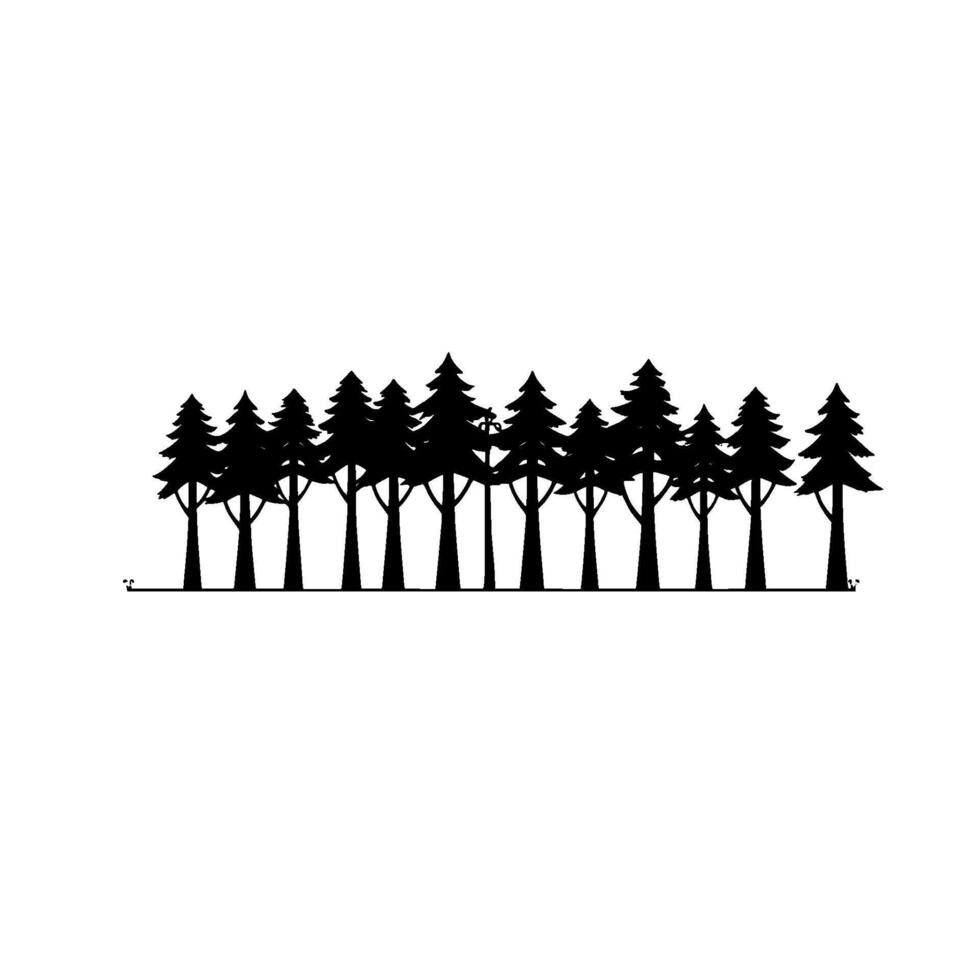 Black Silhouette of a Pine Forest Against a White Background Natures Contrast. vector