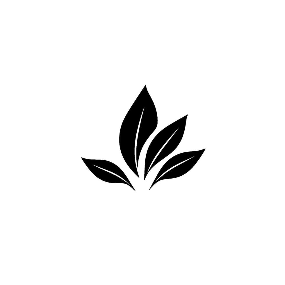 Minimalist Elegant Black Leaf Cluster on White, Simple Evoking Nature, Organic Form, Clean Aesthetic. vector