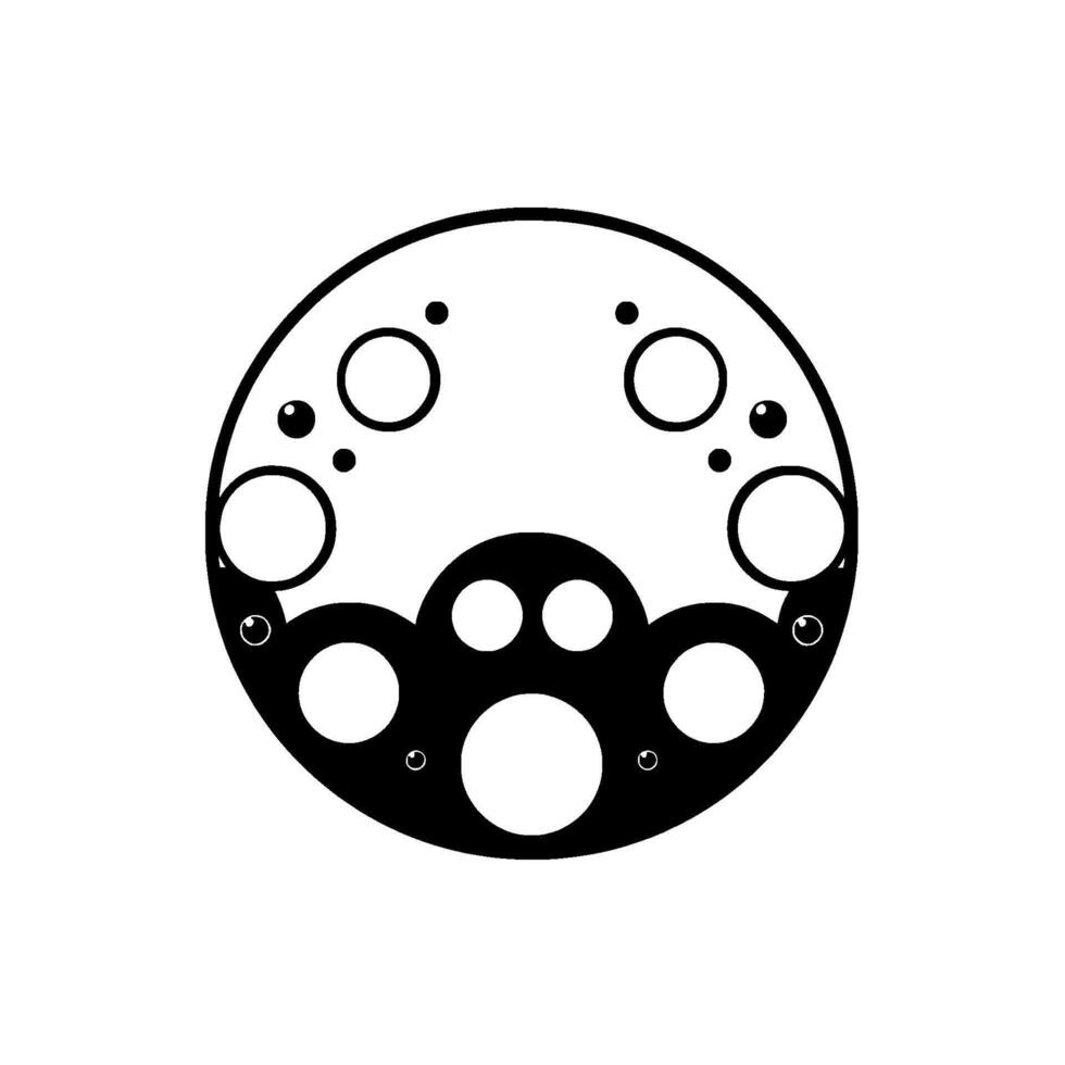 Abstract Black and White Circular Composition with BubbleLike Shapes and Dots, Symmetric . vector