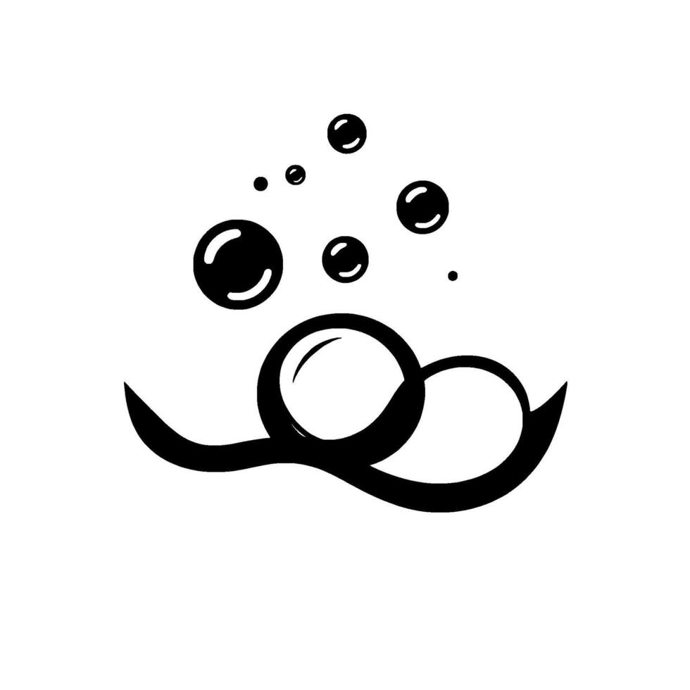 Stylized Illustration Overlapping Circles and Floating Bubbles in Monochrome, on a White Background vector