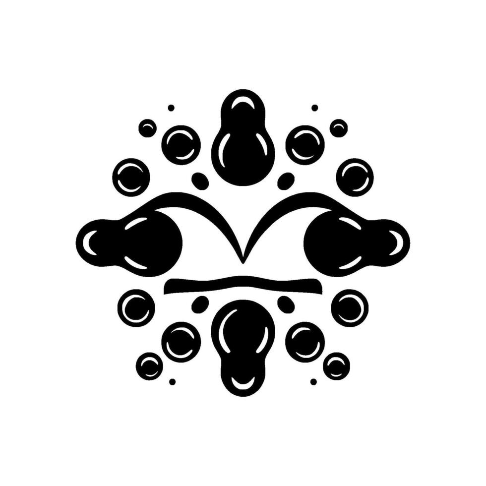 Abstract Black and White FloralInspired Featuring Symmetrical Arrangement of Droplet and Circle Shapes, Clean Aesthetic vector