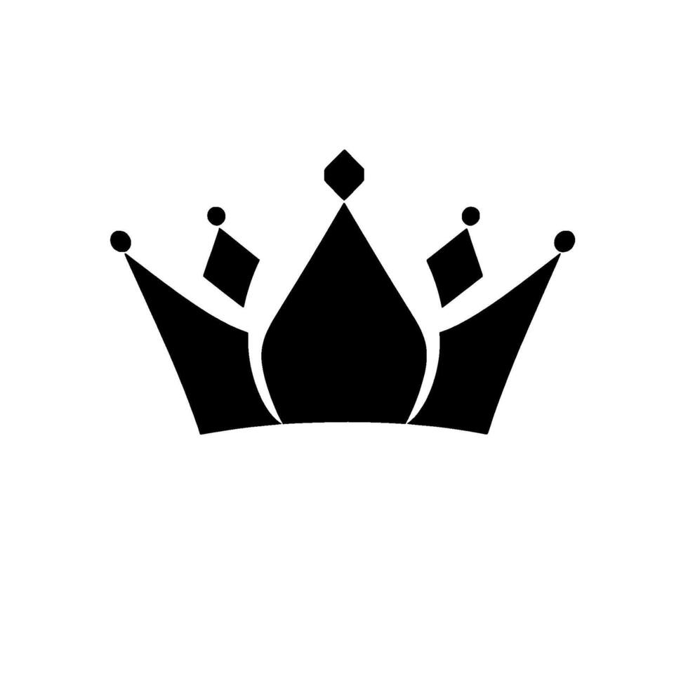 Minimalist Black Crown Silhouette on White Background Elegant Royalty , Simple and Striking . vector