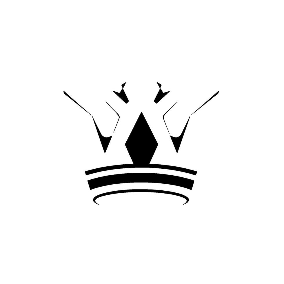 Stylized, symmetrical illustration of a crown with black and white contrasting elements, embodying royalty in a minimalist . vector