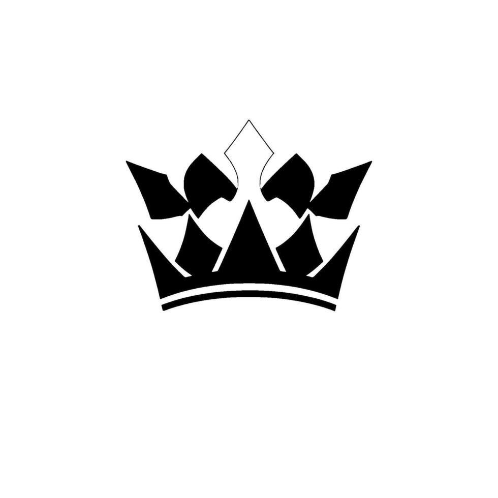 Minimalist Black and White Royal Crown on White Background with Sharp Angles and Geometric Shapes. vector