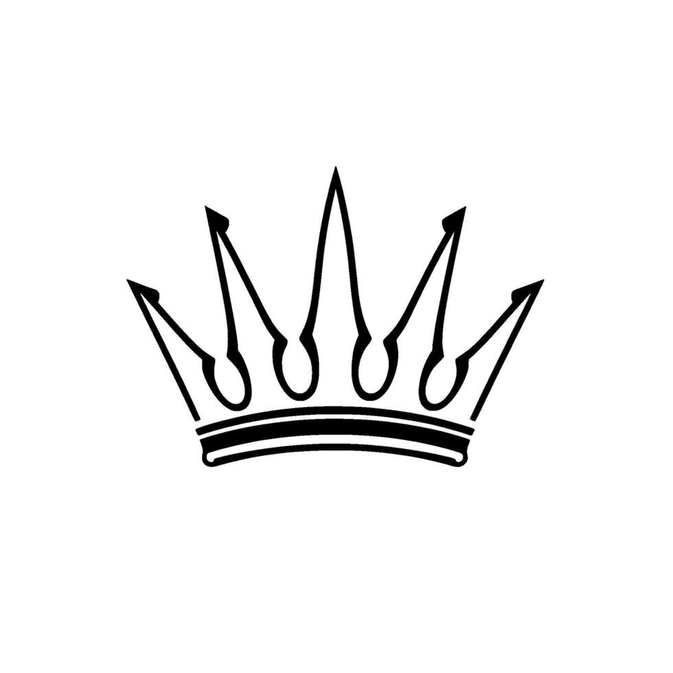 Minimalist Black and White Crown Illustration, Featuring Sharp Spikes and Clean Lines on a White Background. A symbol of royalty and power. vector