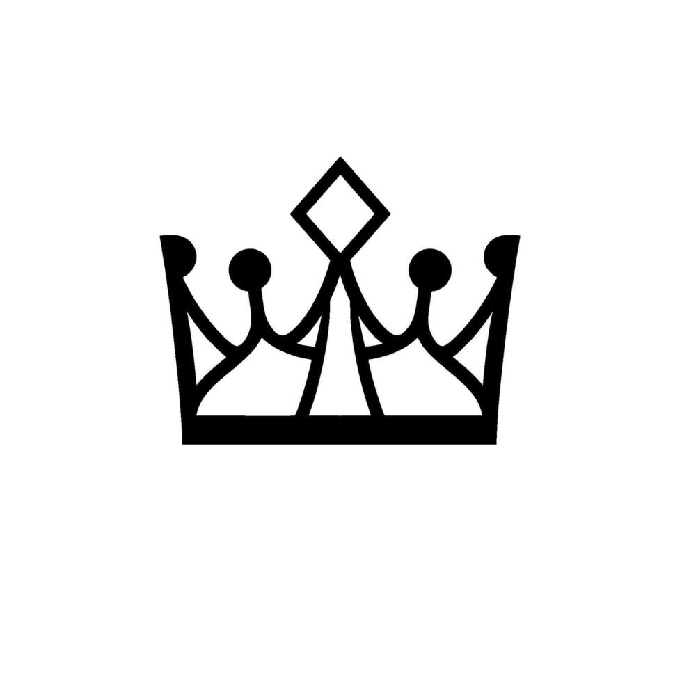 Stylized Black Crown Illustration Centered Within a White Circular Background, Exuding Regal Simplicity and Modern . vector