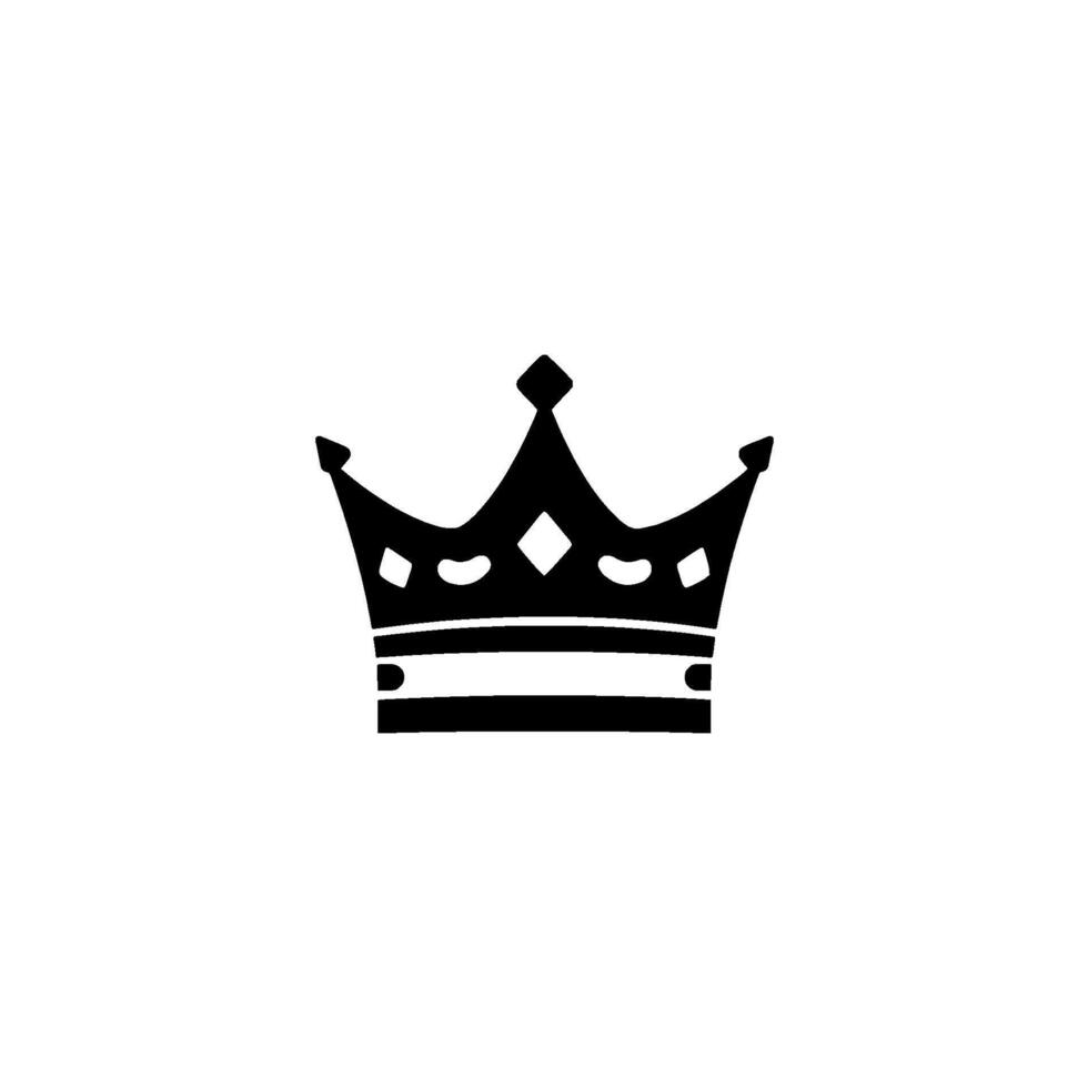 Black White Royal Crown Silhouette centered on a stark white background symbol of power regality. vector