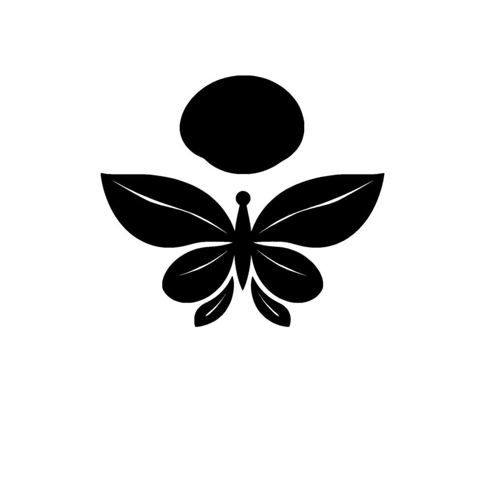Minimalist Black and White Butterfly with a SunLike Orb, Inspired by Nature, Isolated on White vector