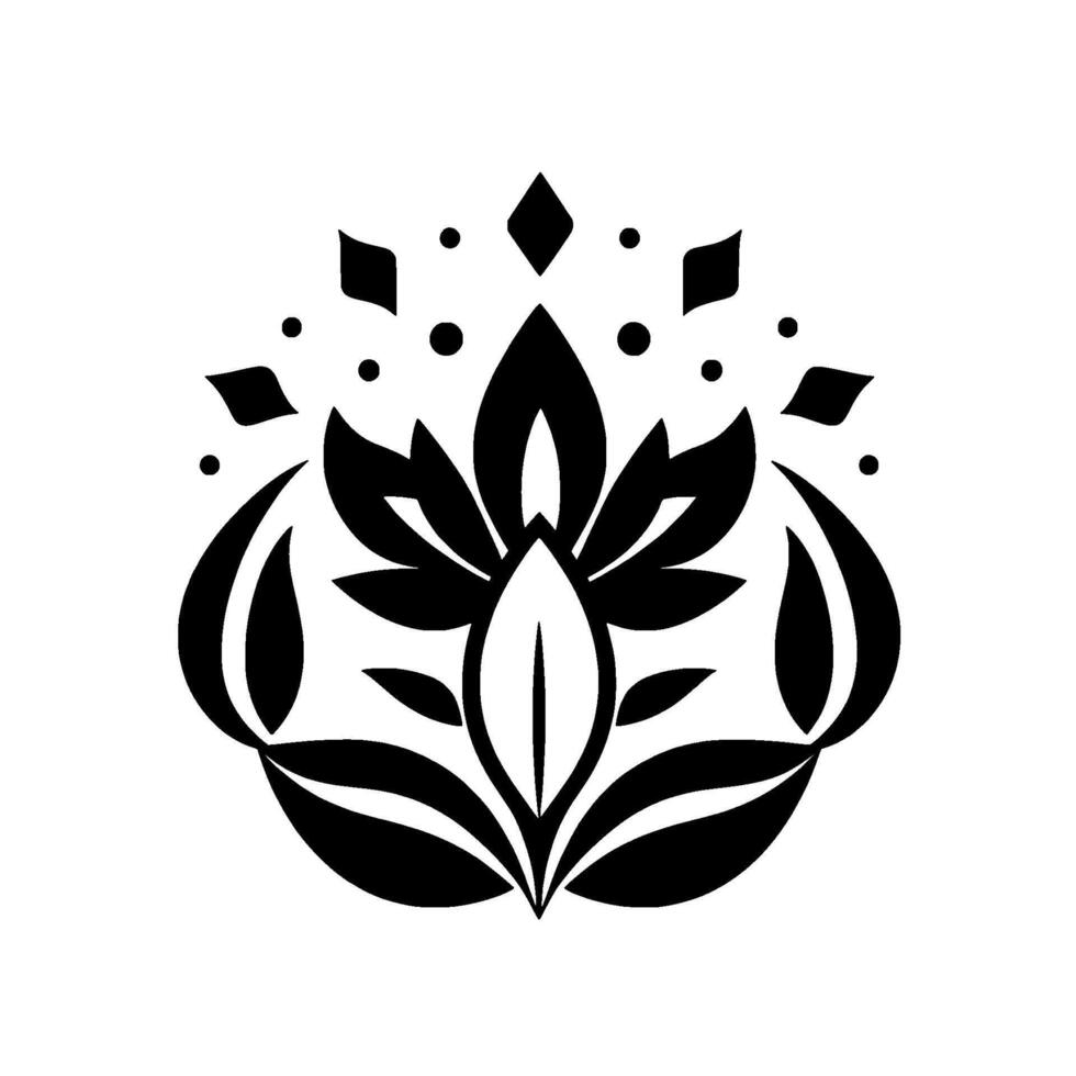 Intricate Black and White Floral Mandala Pattern with Geometric Accents, symmetrical for or decorative use. vector