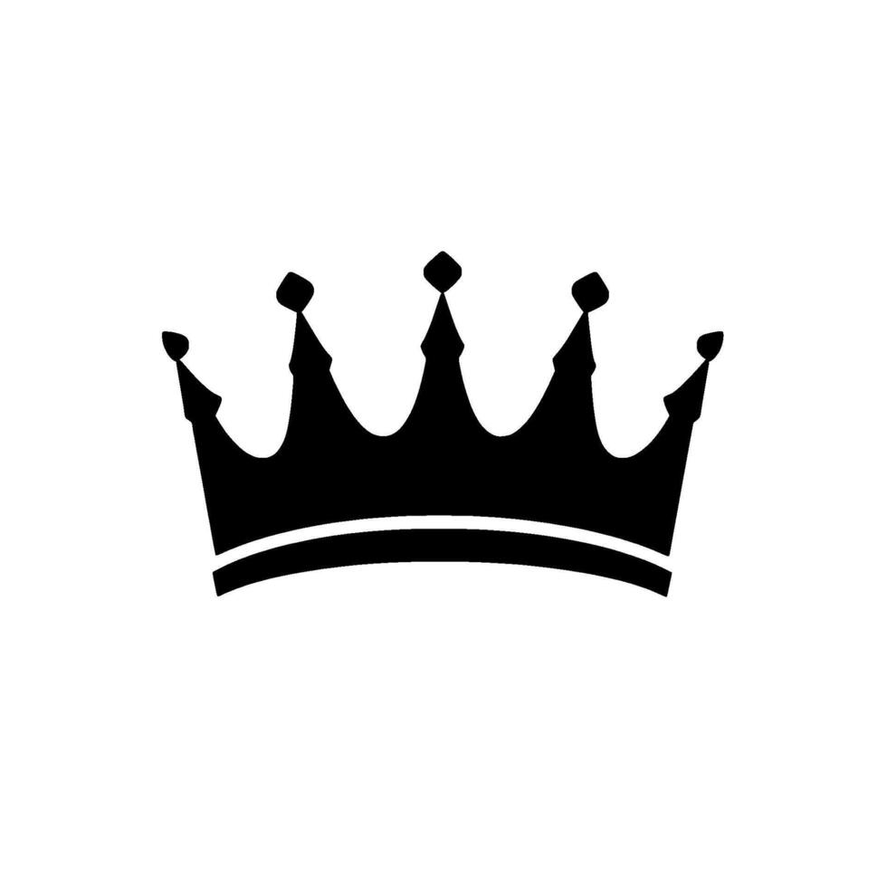 Elegant Silhouette A Simple Black Crown Against a Clean White Background, Symbolizing Royalty and Power. vector