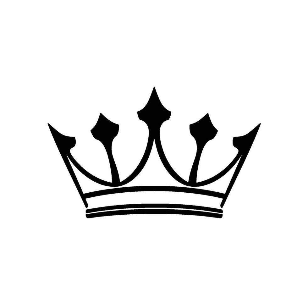 Elegant Black Crown Silhouette with Spiked Points on a Pure White Background, Symbolic of Royalty Power vector