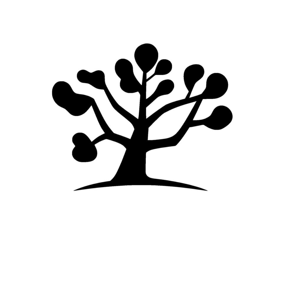 Bold Silhouetted Tree with Rounded Leaves on Stark White Backdrop, Minimalist Organic Composition vector