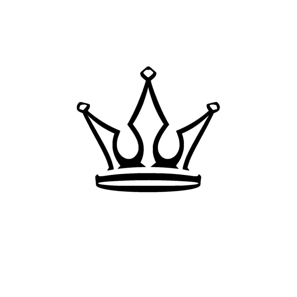 A minimalist illustration of a stylized crown in black, set against a clean white backdrop, emphasizing royalty. vector