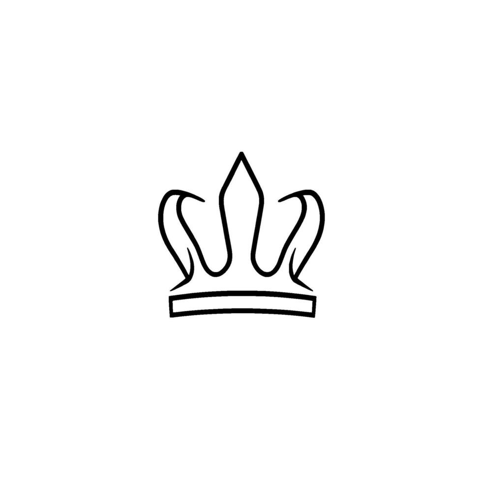 Minimalist black line art crown on white backdrop, symbolic of power, royalty, and elegance in modern, clean . vector