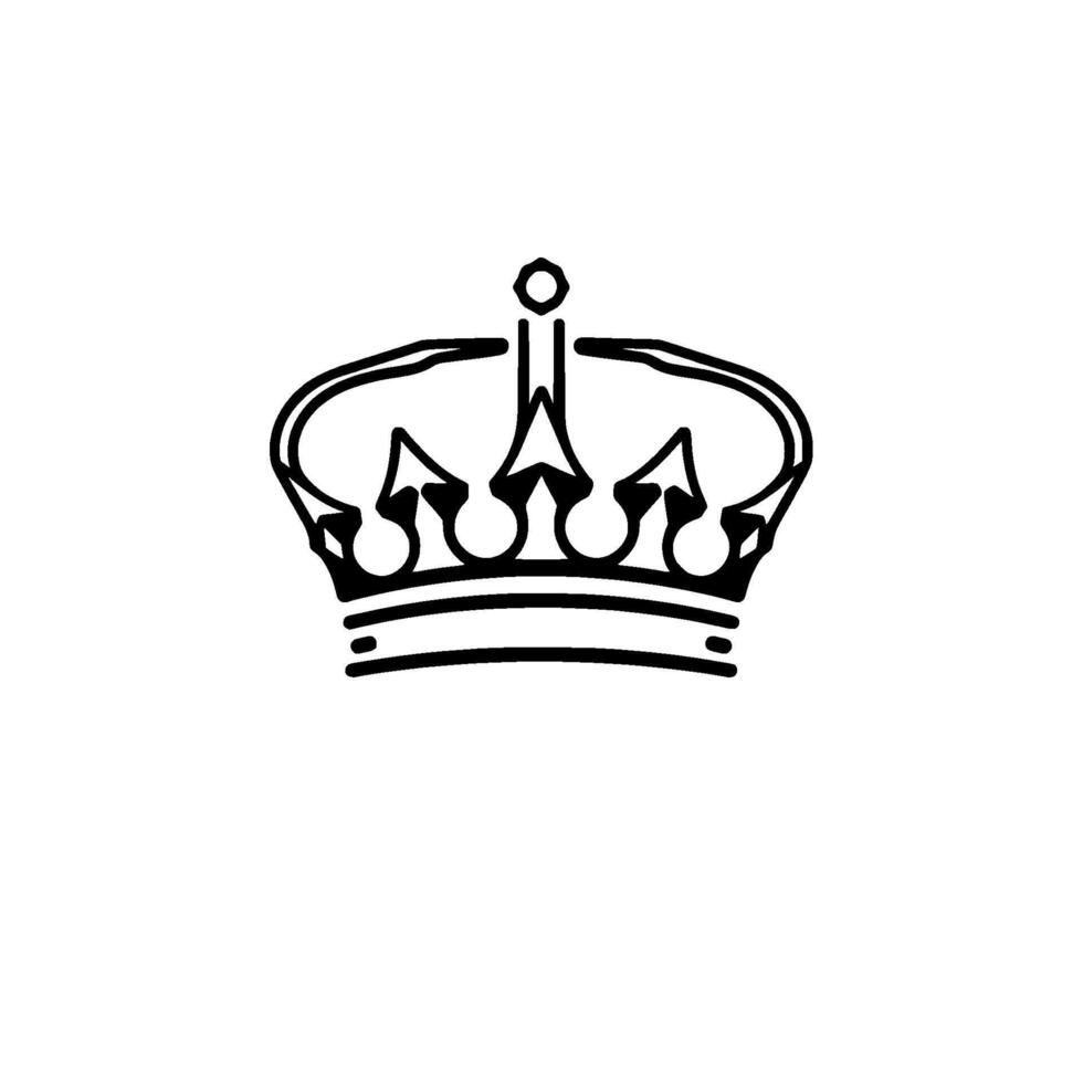 Regal Monochrome Crown A Minimalist Black and White Symbol of Royalty Against a Clean White Background. vector