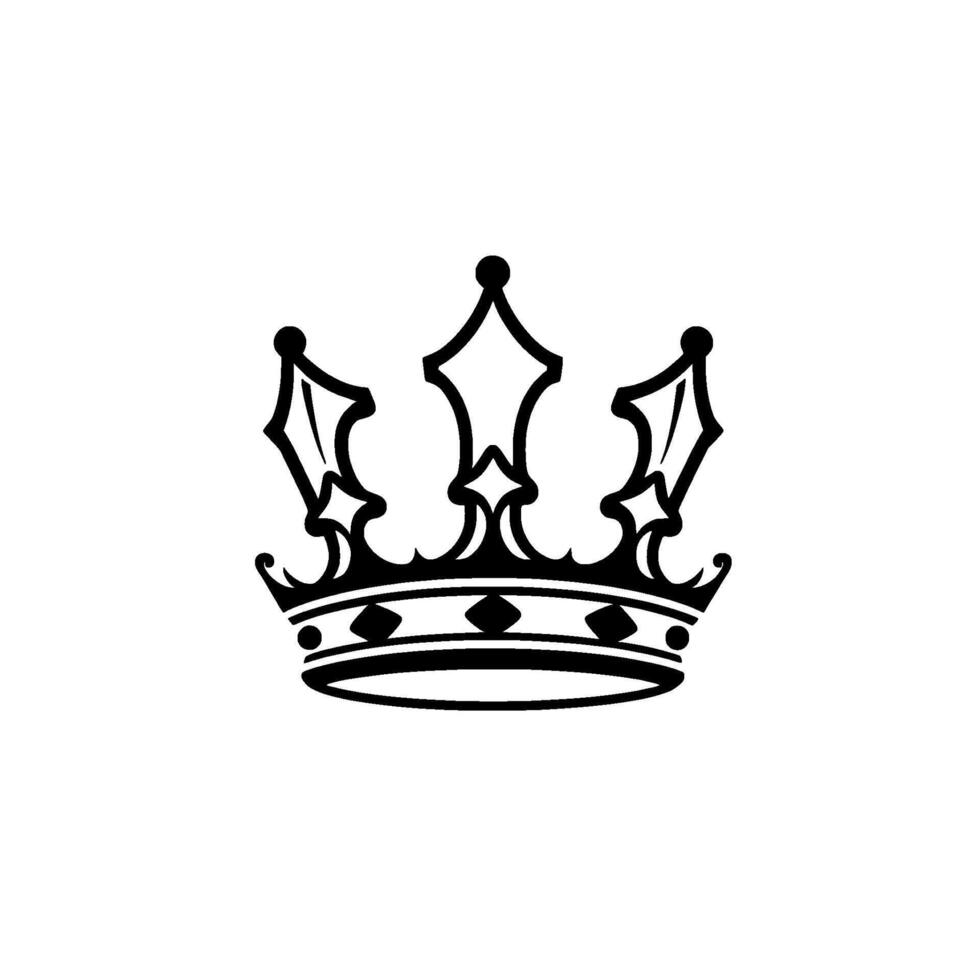 Elegant Black and White Crown Illustration on a Plain White Background, Ideal for and Royal Emblems. vector