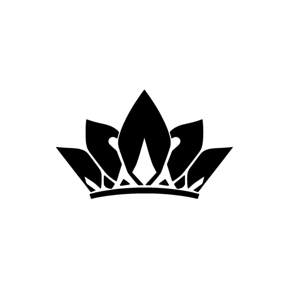 Minimalist Black Lotus Crown Silhouette on White Geometric , FloralInspired, Abstract, Regal, and Elegant. vector