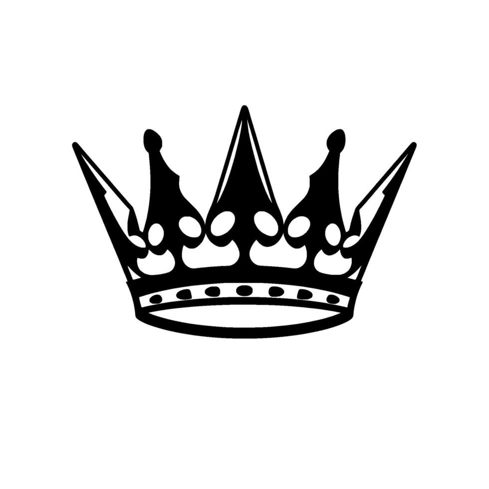 Bold Black Crown Silhouette on a White Background. Royal, Majestic Symbol of Power, Authority, and Royalty. Simple, . vector
