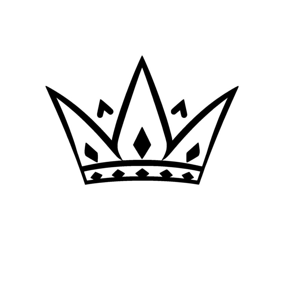 Minimalist Black and White Crown Geometric Royalty on a Blank White Background. vector