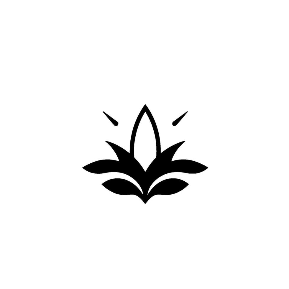 Minimalist Black Lotus Flower Emblem with Sharp Petals and Spikes on a White Background. vector