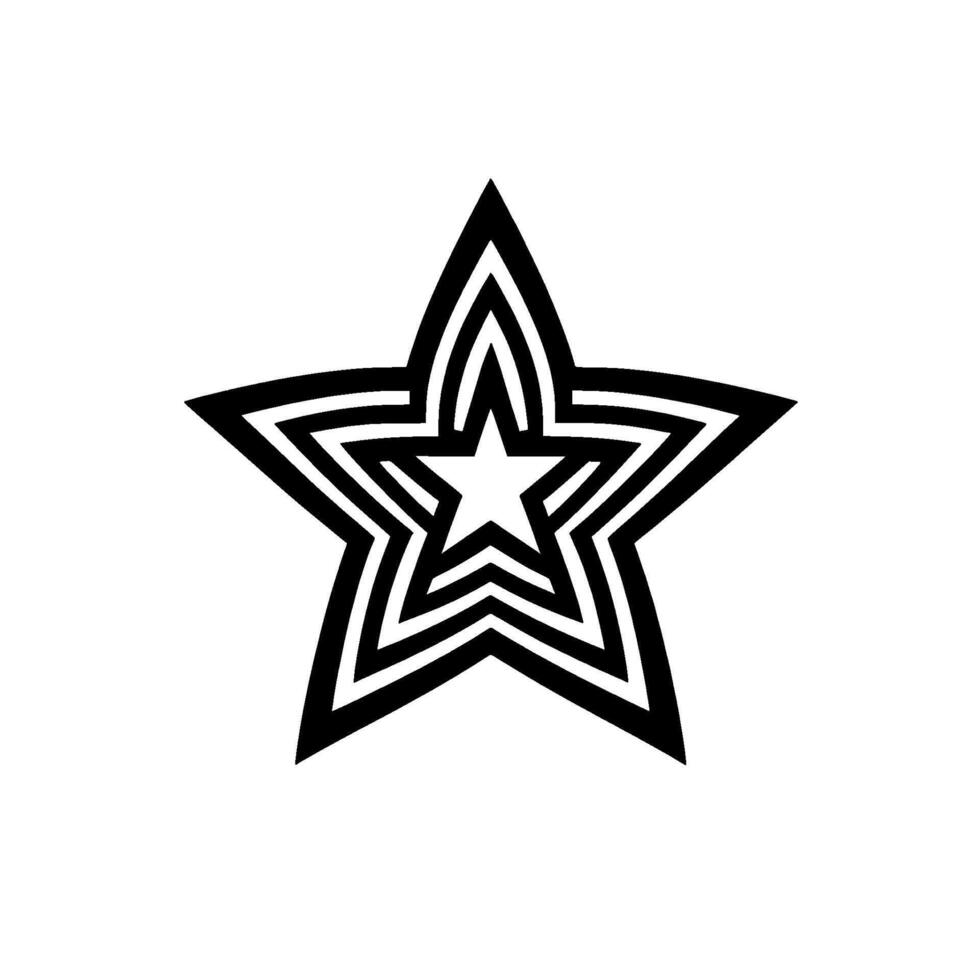 Geometric Black and White Star Illustration with Concentric Outlines on a Clean White Background. vector