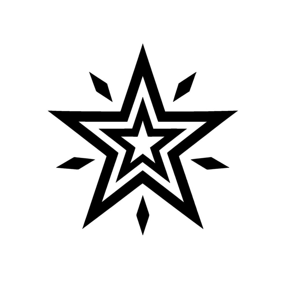 Bold, layered black starburst with diamond accents against a clean white background, a modern . vector
