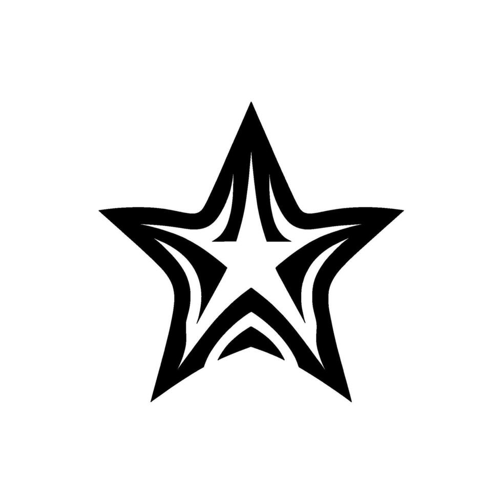 A stylized monochrome star with intricate black lines on a white background, creating a bold, modern . vector
