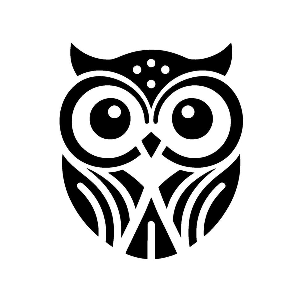 Bold Black and White Owl Illustration Featuring Geometric Shapes and a Simple, Striking for or Use. vector