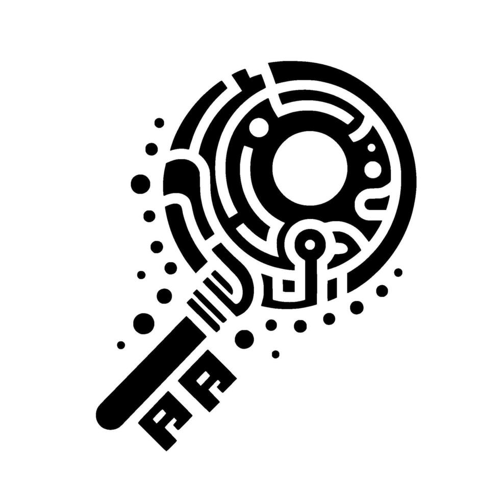 Geometric Key with a Circular Labyrinth and Symbolic Elements, Floating Dots vector