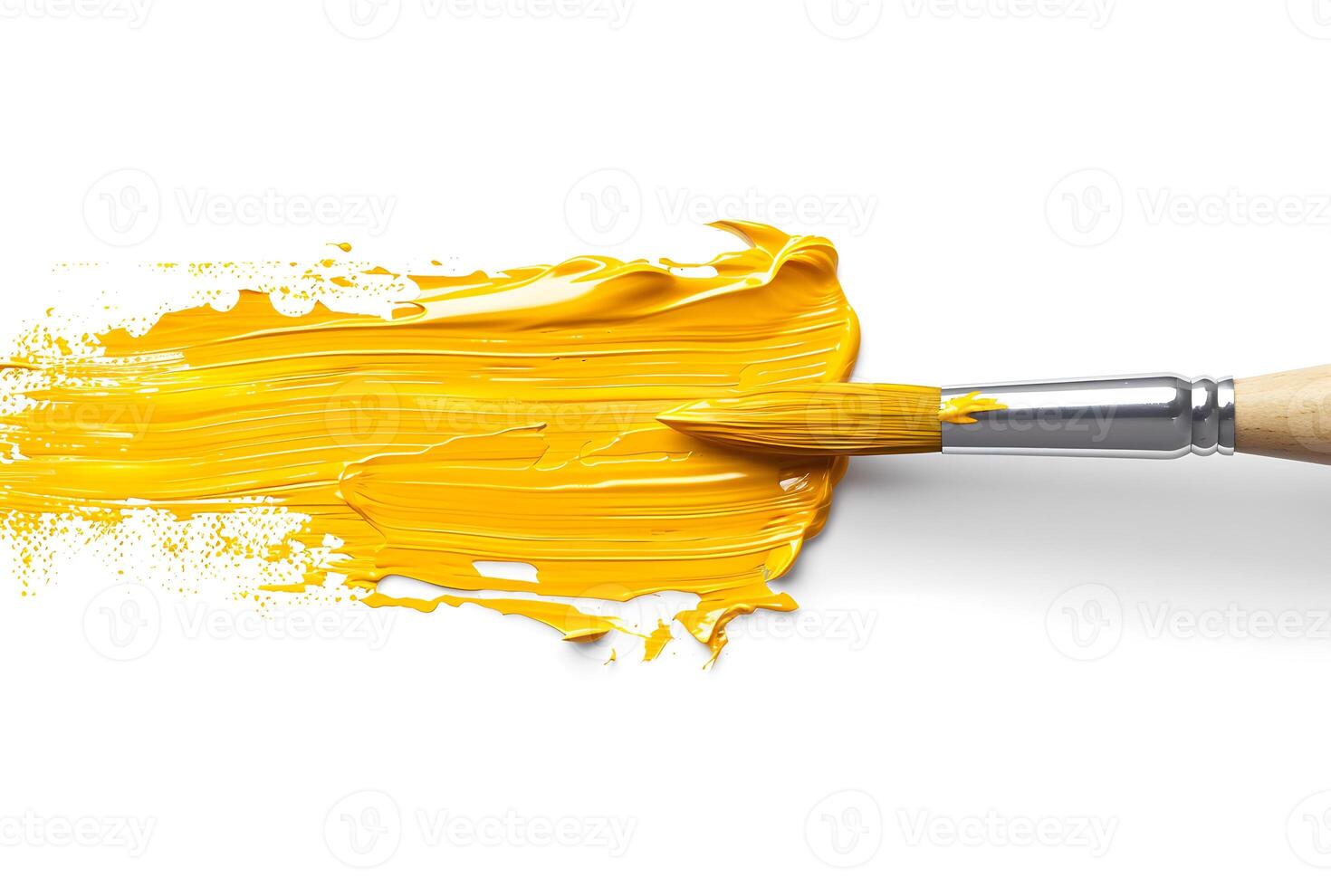 Amber brush stroke on white background, art in liquid form photo