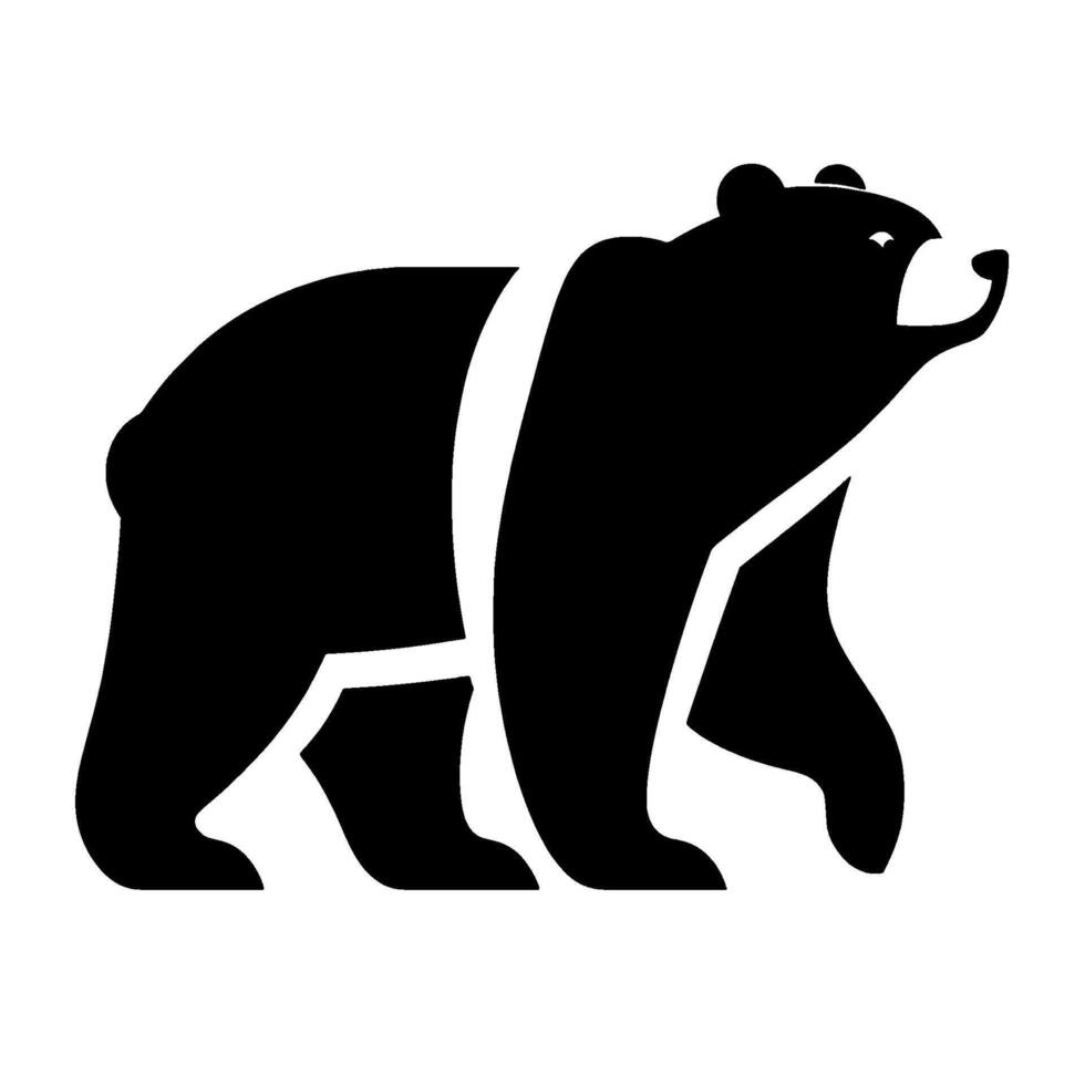 Bold Black Bear Silhouette on White Modern, Minimalist, Stylized with a Strong, Clean Aesthetic. vector