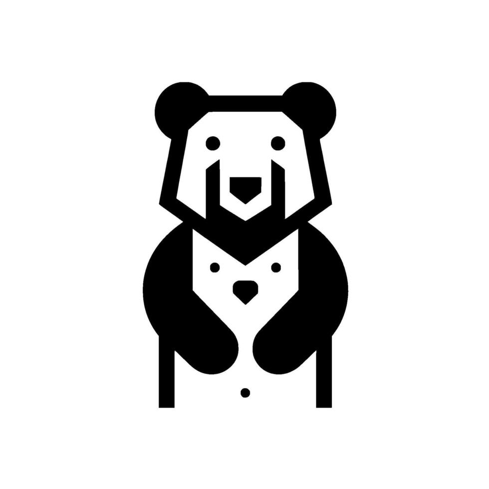 Stylized Geometric Illustration of a Bear Hugging a Smaller Animal, Black White, Flat , Abstract, Symbolic. vector