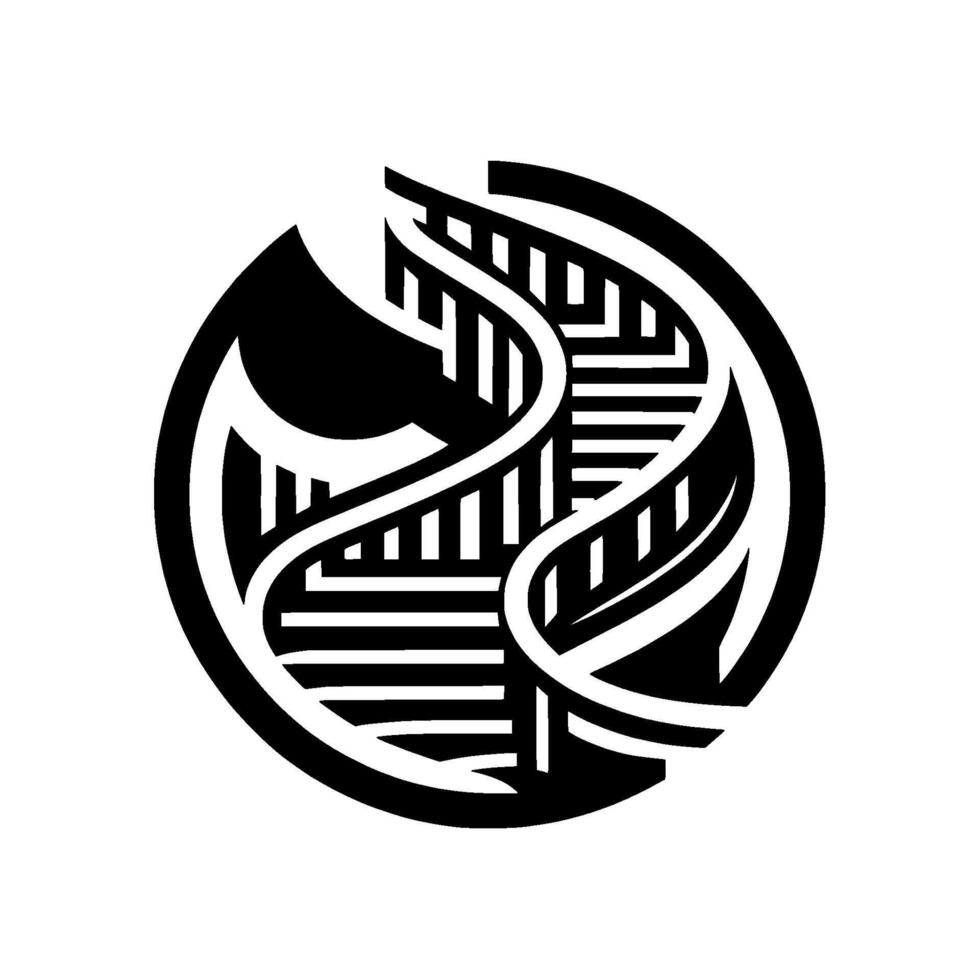Abstract Circular A bold black and white illustration featuring stylized organic and geometric shapes within a circle. vector
