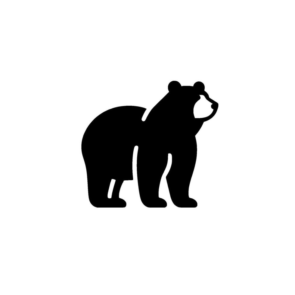 Stylized Silhouette of a Grizzly Bear Black and White Illustration with Minimalist on Plain White Background vector