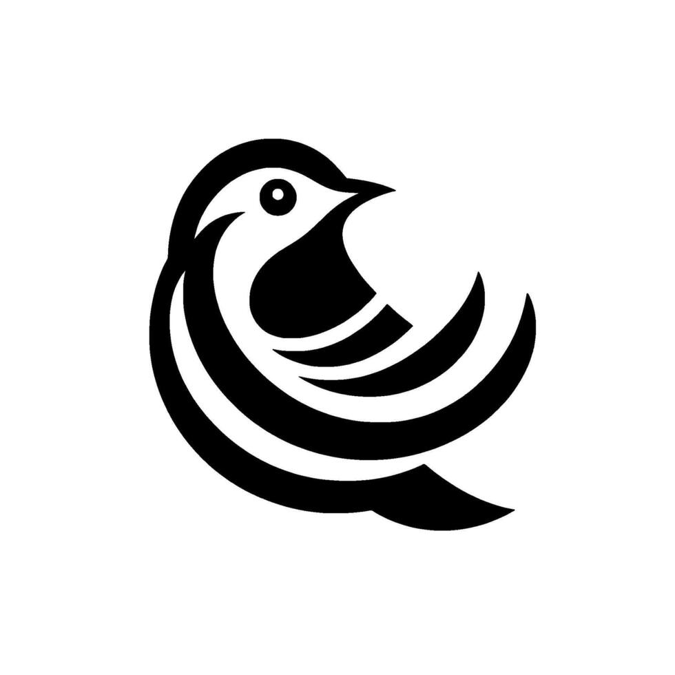 Minimalist Black and White Bird Curvilinear Form, Circular Composition, Focused Eye, Modern Aesthetic. vector