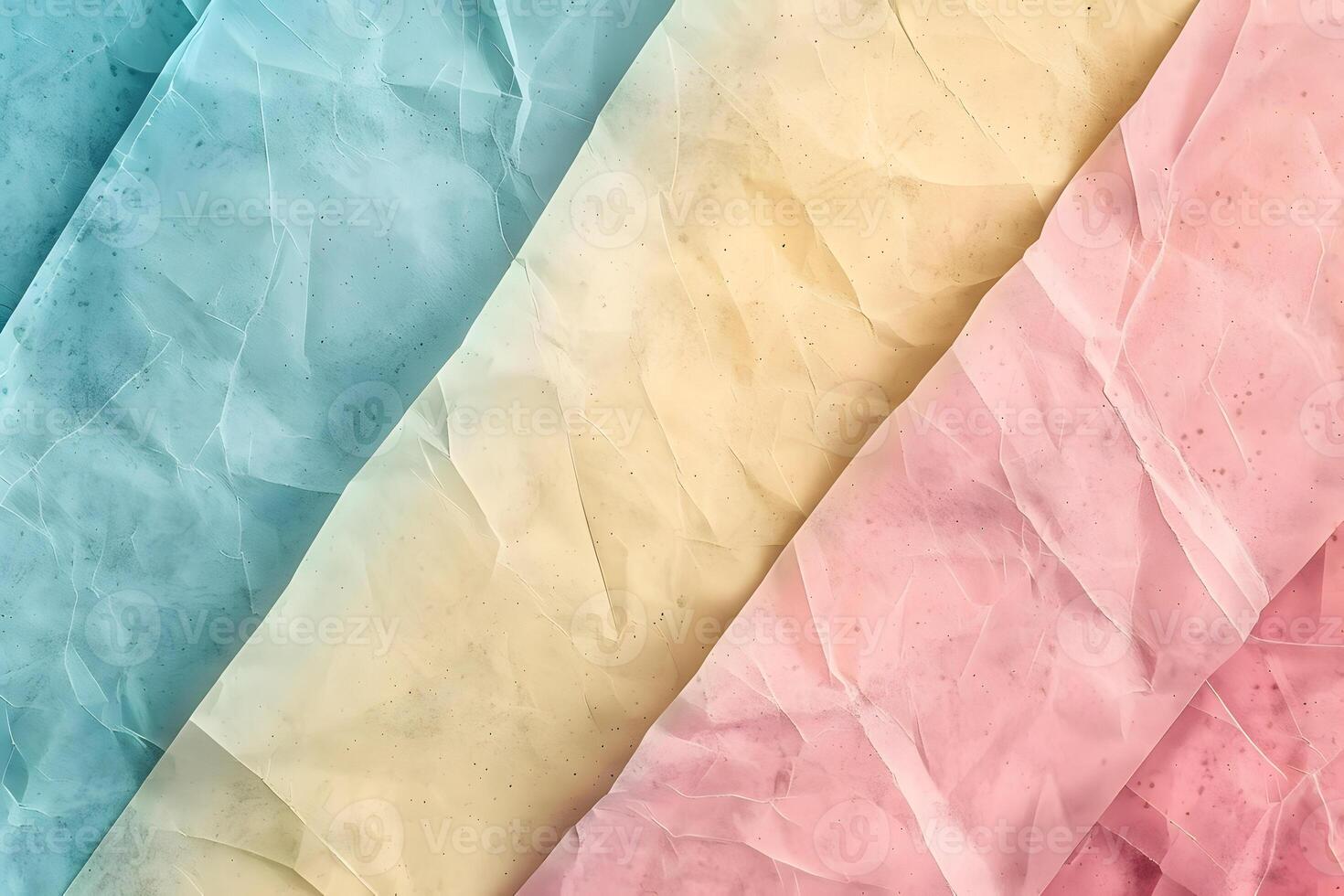 A stack of crumpled paper in Electric blue, Peach, and Magenta shades photo