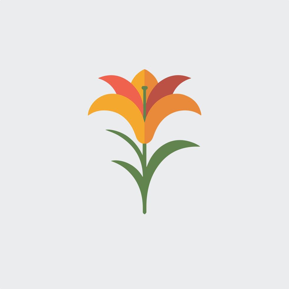 A lily flower with orange and green leaves on it vector