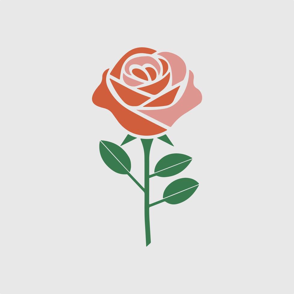 A rose is shown in a flat design vector