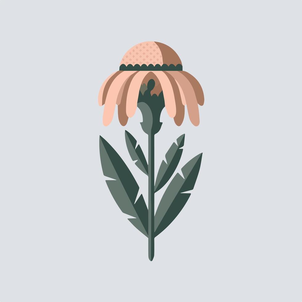 A flower with leaves and a stem on a gray background vector