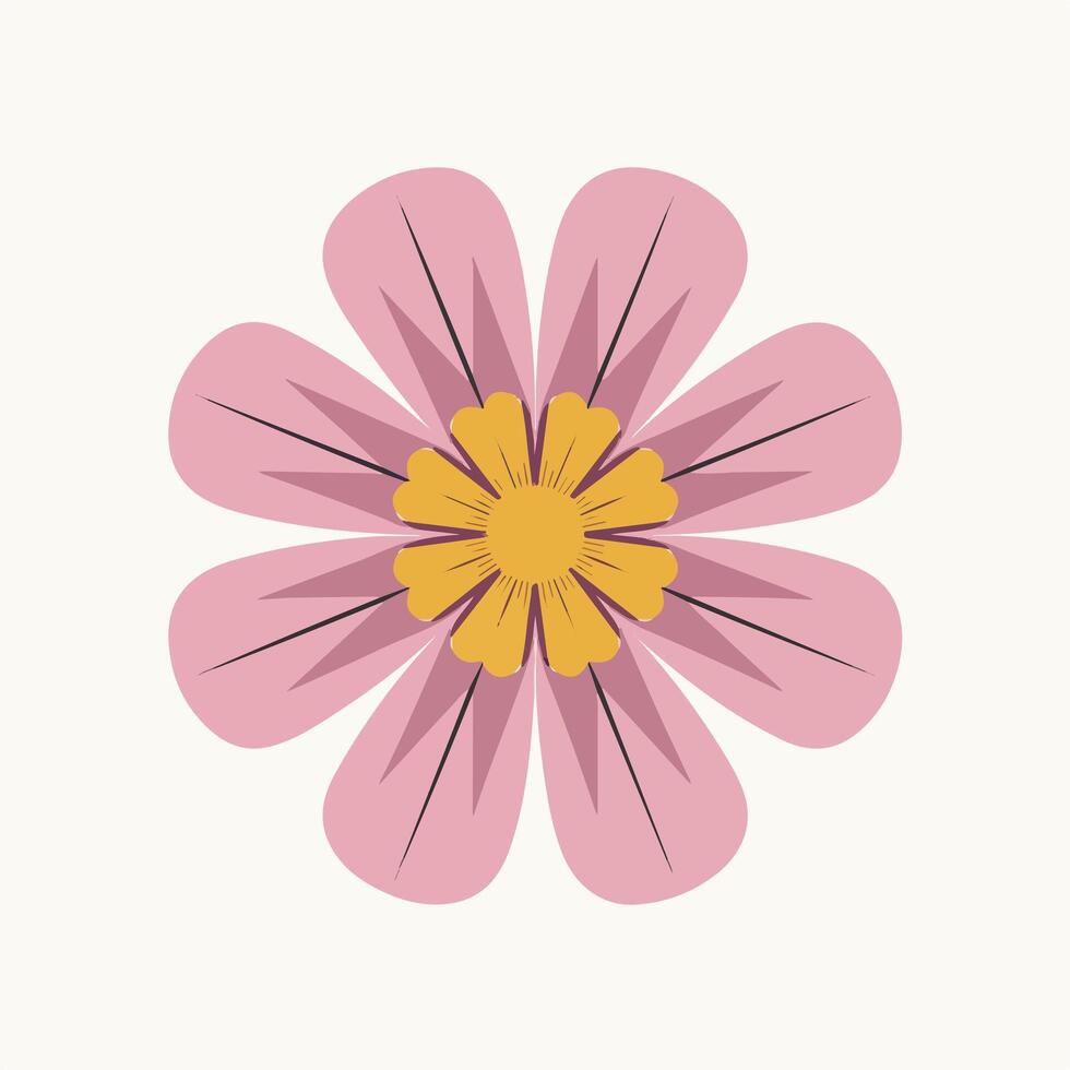 A pink flower with yellow center on a white background vector