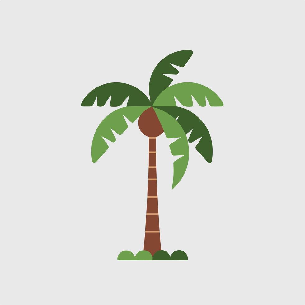 Tall Palm Tree Standing Against a White Background vector