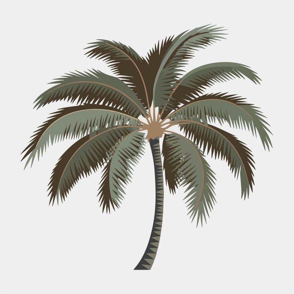 Flat Illustration of a Coconut Palm with a Minimalist Aesthetic vector