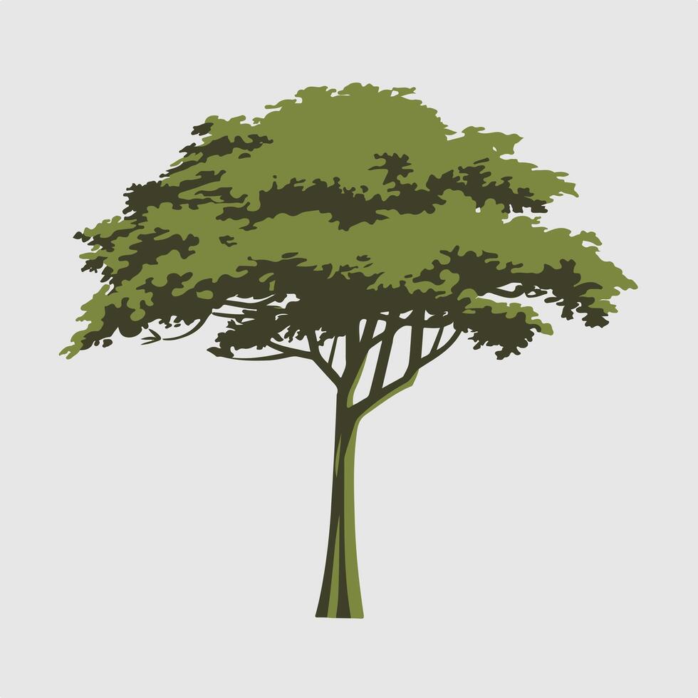 Green Tree Silhouette on a Plain White Background vector