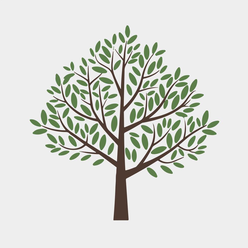 A simple tree icon with leaves on it is shown vector